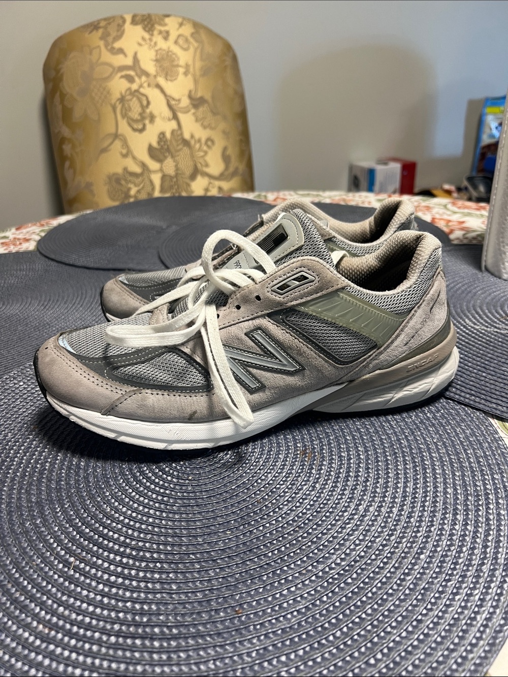 New Balance Men's Gray and White Athletic Sneakers